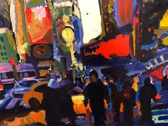 New York Manhattan Scene Expressionist Painting by Tom Christopher