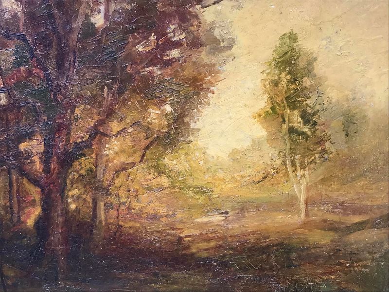 Antique American Oil Painting Impressionist Landscape Circa 1900