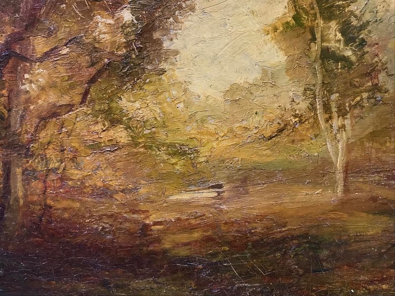 Antique American Oil Painting Impressionist Landscape Circa 1900