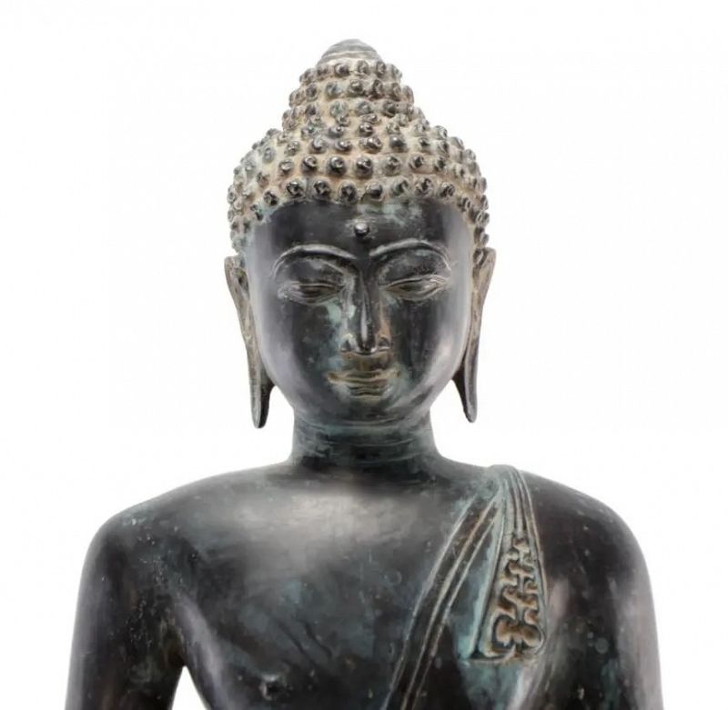 Antique Bronze South East Asian Standing Buddha 28&quot; Tall