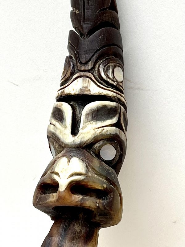 North West Coast Haida or Tlingit American Indian Horn Spoon Ladle