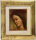 Vintage Oil Painting a Portrait of a Young Woman by Guy Cambier