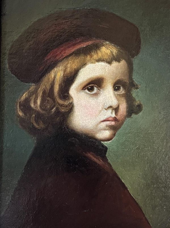Antique Dutch School Oil Painting Portrait of a Boy 19th Century