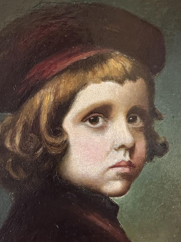 Antique Dutch School Oil Painting Portrait of a Boy 19th Century