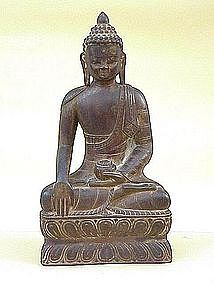 Antique Carved Wood Buddha Burma 19th century