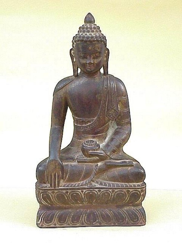 Antique Carved Wood Buddha Burma 19th century