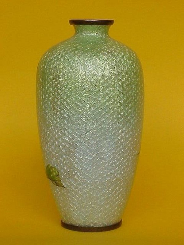 Japanese Cloisonne ginbari floral vase silver wire
