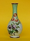 Japanese Cloisonne Vase Flowers ginbari c. 1900
