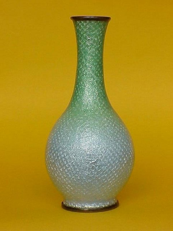 Japanese Cloisonne Vase Flowers ginbari c. 1900
