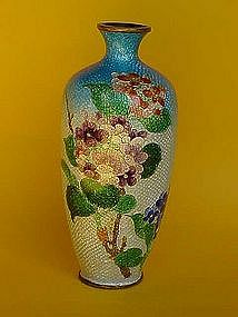 Japanese Ginbari Cloisonne Vase Floral