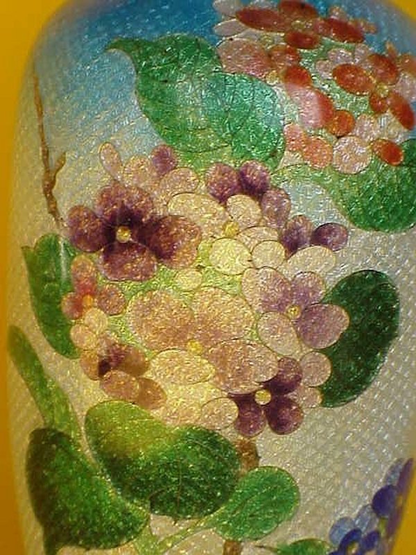Japanese Ginbari Cloisonne Vase Floral