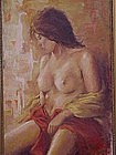 Alfred Simonpietri Impressionist nude oil young girl