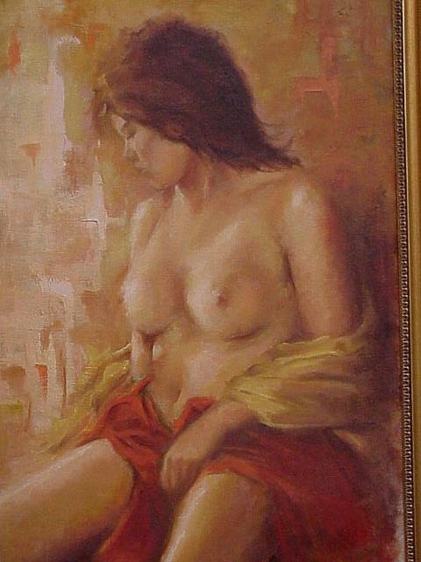 Alfred Simonpietri Impressionist nude oil young girl