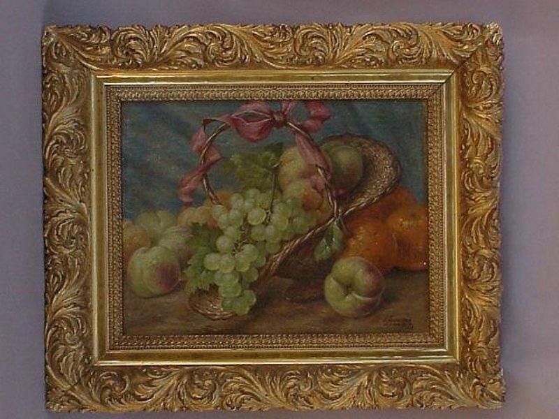 Flemish Still life of fruit and basket  oil P Themmen