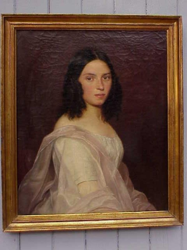 Antique Portrait Beautiful young Girl  oil Korle 1844