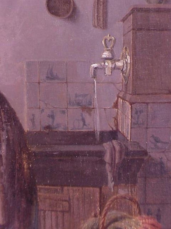 Dutch Interior school of Jan Vermeer oil on oak panel