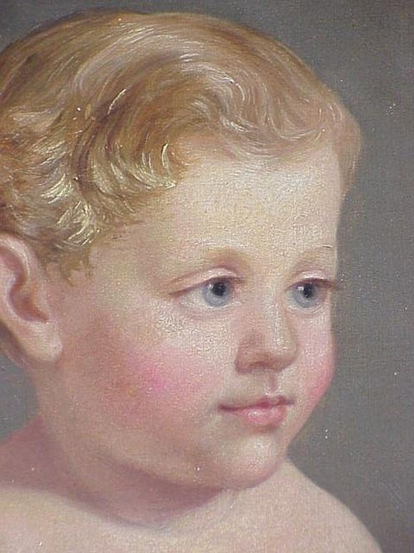 American Oil Painting Portrait Girl fine antique frame