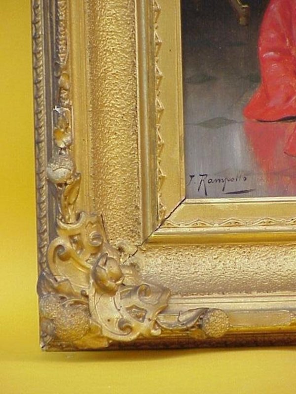 Italian Oil painting portrait of a Cardinal in interior