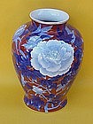 Japanese Fukagawa Imari porcelain floral vase large