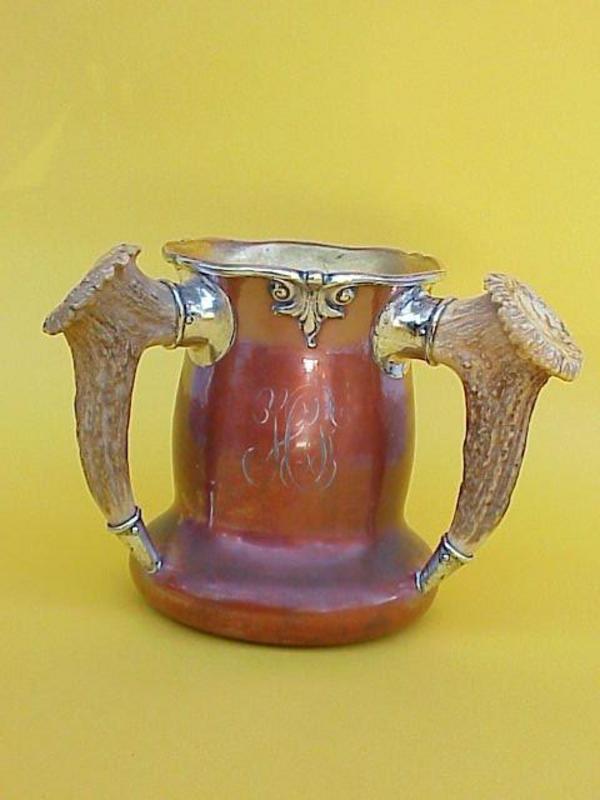 Shreve Silver Copper stag handle trophy loving cup