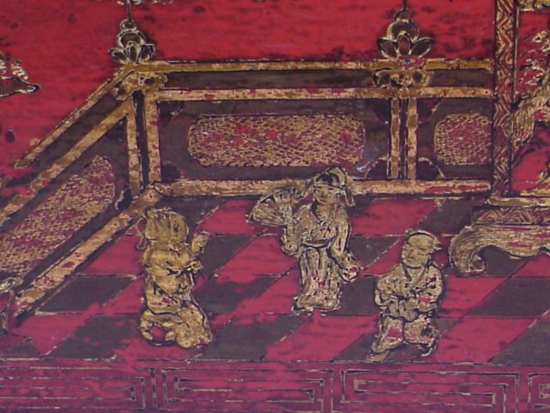 Chinese Chinoiserie lacquer box Temple scenes c.1860