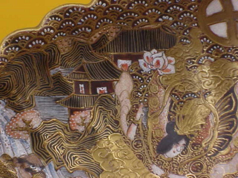 Japanese Satsuma Bowl Dragons Demons Meiji period signd