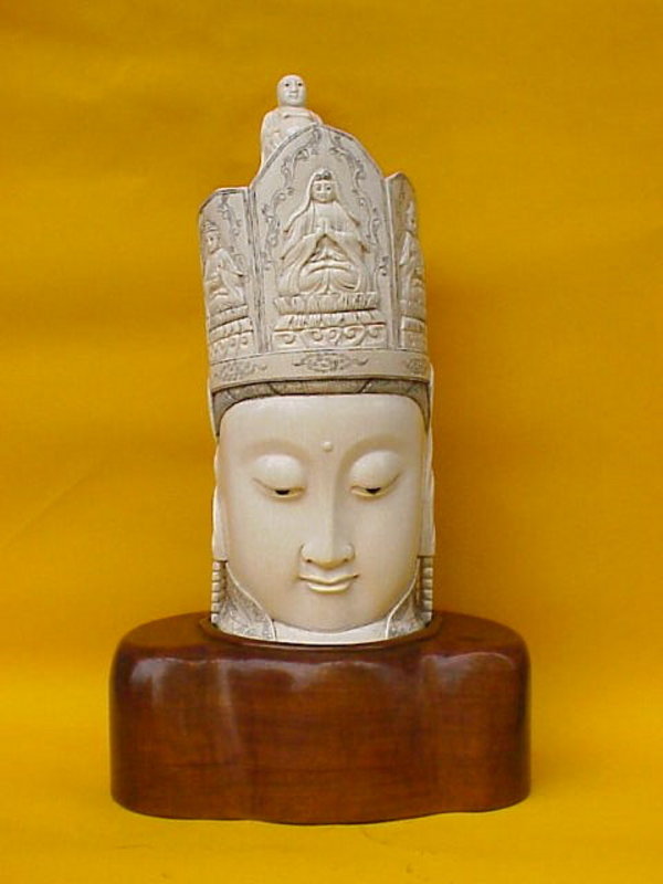 Guanyin  Large carved ivory Buddha China circa 1920