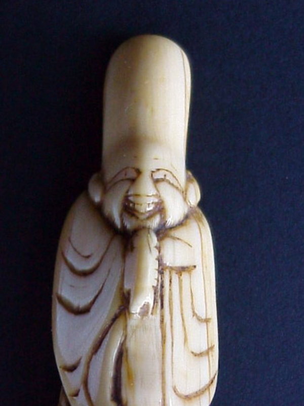 Japanese Ivory Netsuke Fukurokuju Buddha 19th century