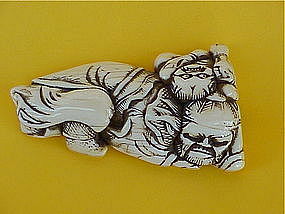 Japanese Ivory Netsuke of Daruma & Child 19th century