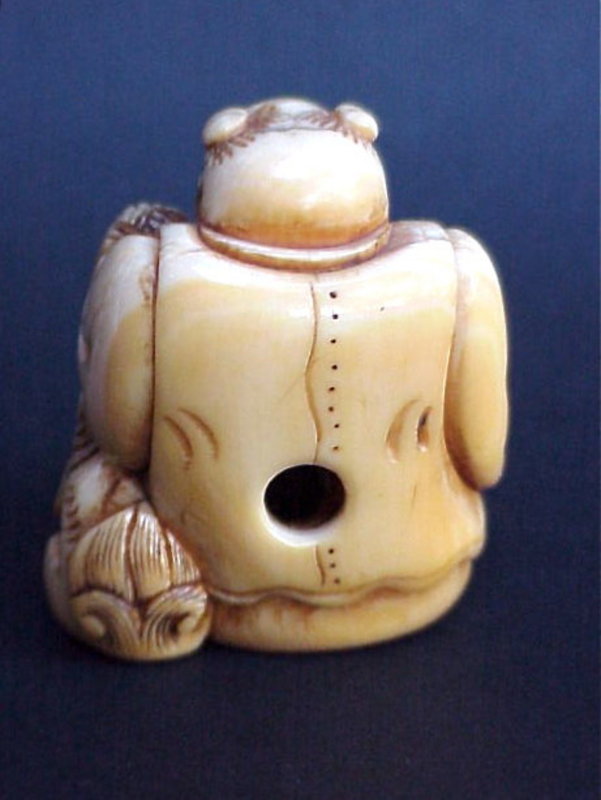 Japanese Ivory Netsuke Buddha &amp; Shishi c.1890s