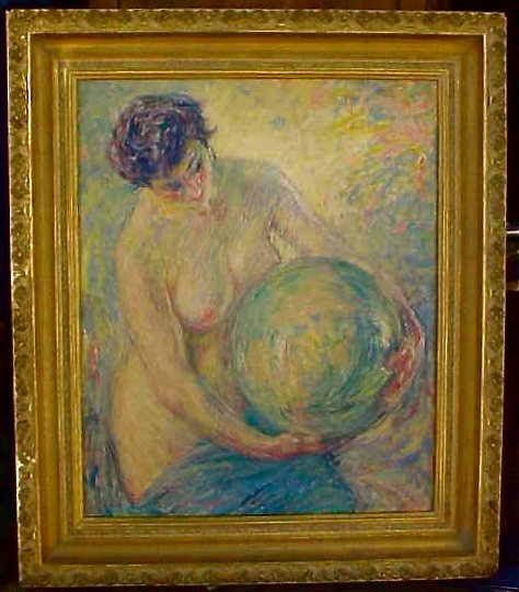 William Malherbe French impressionist nude with sphere