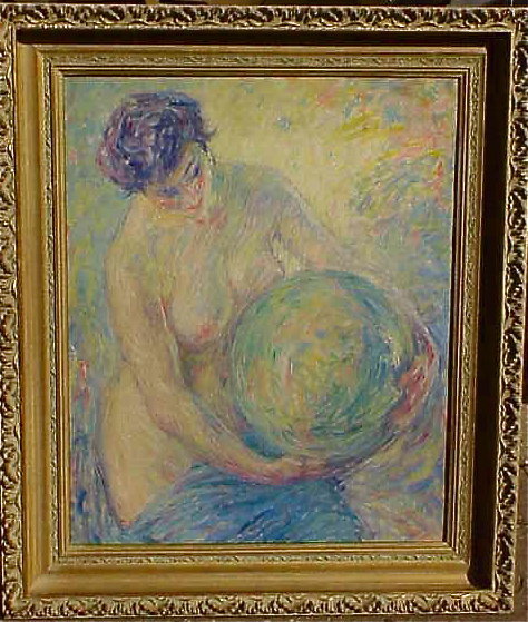 William Malherbe French impressionist nude with sphere
