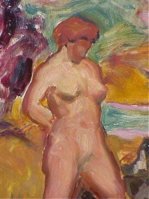 Harold C. Davies California modernist nude in landscape