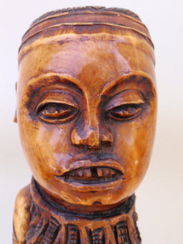 African art Carved Ivory Statue nursing female
