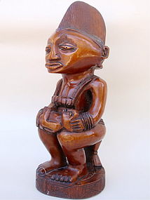 African art Carved Ivory coast Statue female and child