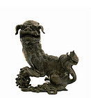 17C Chinese Bronze Fu Foo Dog Lion Censer