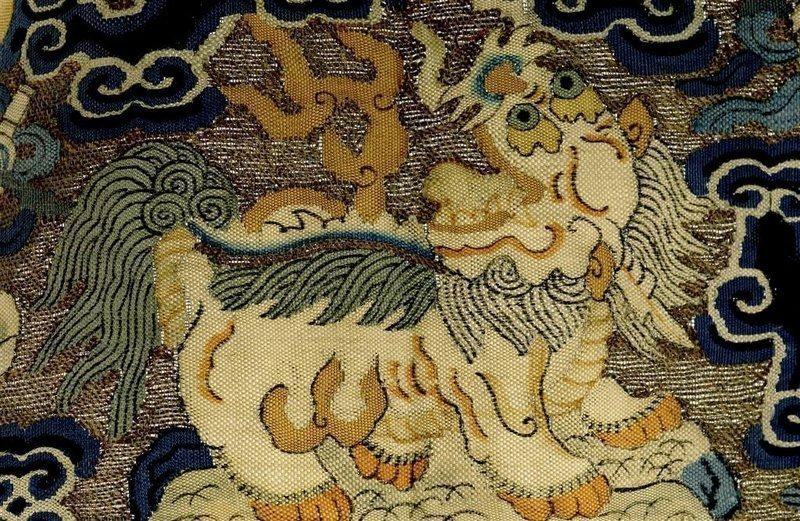 19C Chinese Kesi Embroidery Military Rank Badge Lion