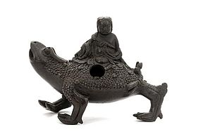 17C Chinese Bronze 3 Leg Toad Figure Water Dropper