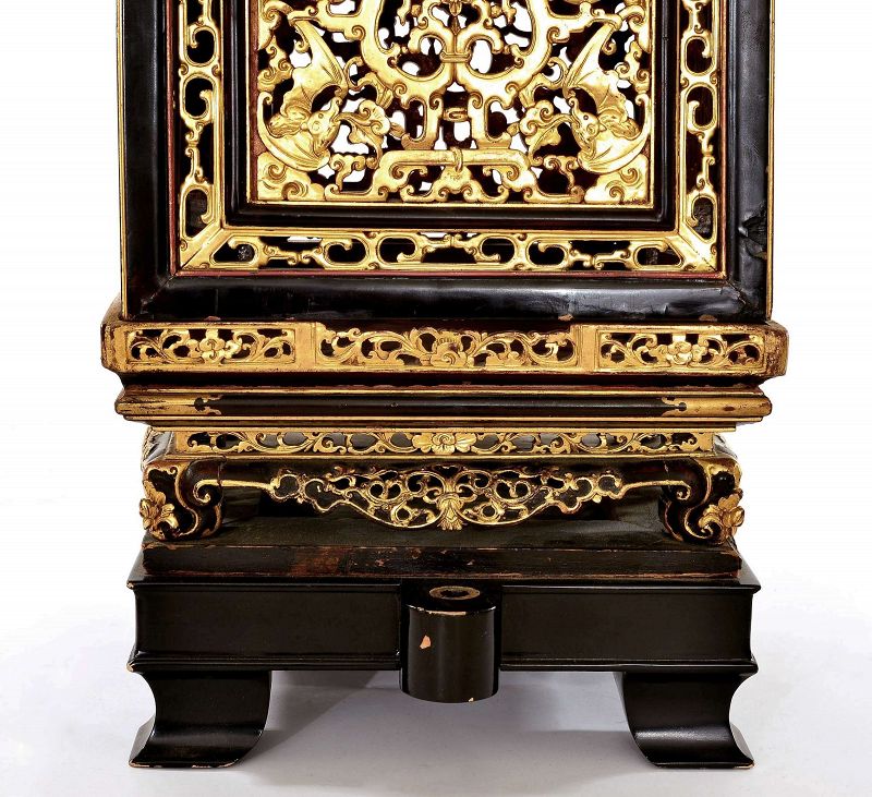 Chinese Wood Gilt Lacquer Temple Altar Shrine Box Stand
