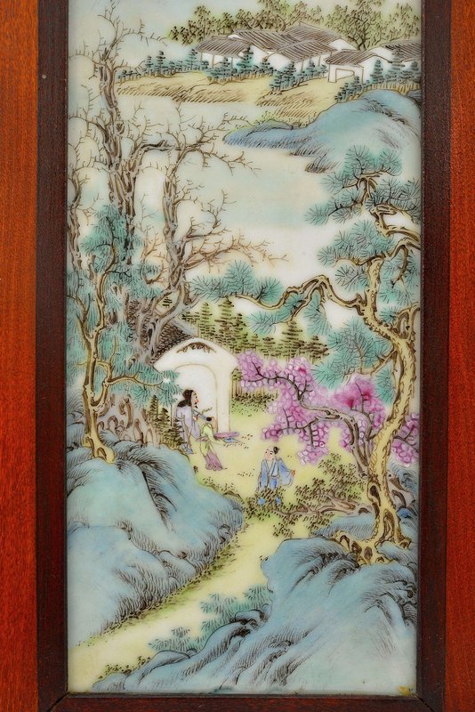 Early 20C Chinese Famille Rose Table Screen Plaque