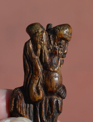 19C Chinese Aloeswood Carved Shoulo God Longevity Figure