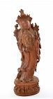 19C Chinese Sandalwood Wood Carved Guan Kwan Yin Buddha