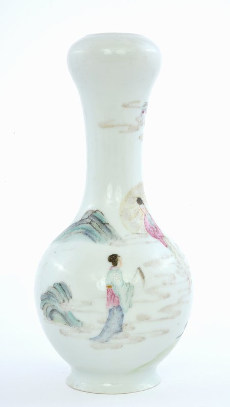 19C Chinese Famille Rose Porcelain Vase Figure