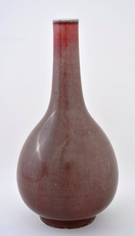 18C Chinese Flambe Crackle Long Neck Porcelain Vase
