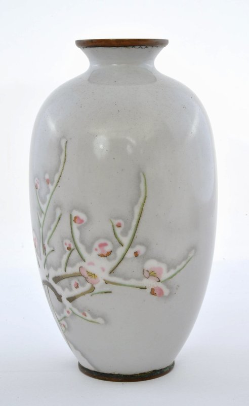Old Japanese Wireless Cloisonne Enamel Vase Plum Blossom