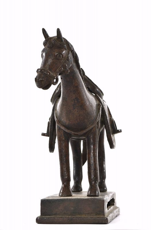 17C Chinese Bronze Standing Horse Dragon Saddle Censer