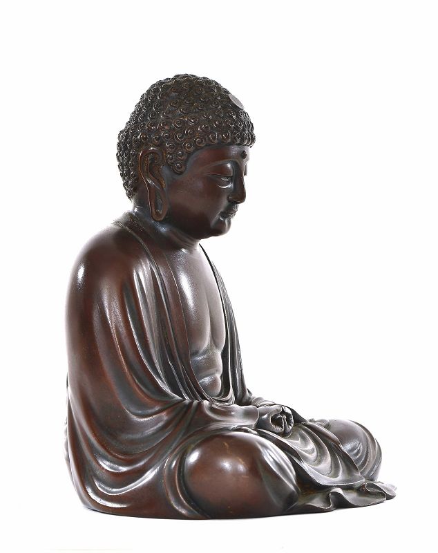 1950's Japanese Bronze Seated Amida Buddha Marked