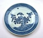 18C Chinese Blue & White Porcelain Charger Plate Flower Bamboo Eagle