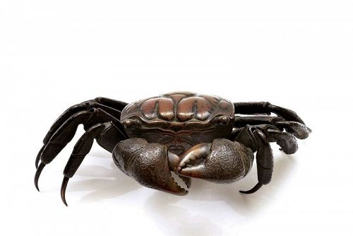 Meiji Japanese Bronze Articulated Crab Okimono