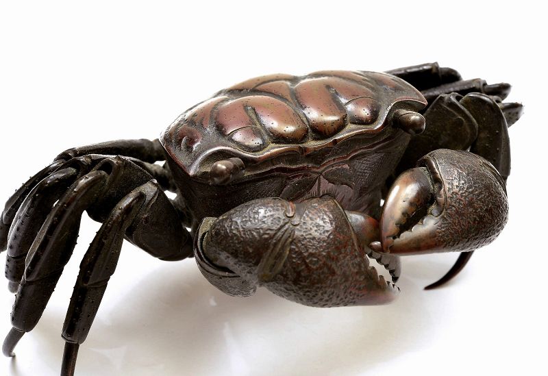 Meiji Japanese Bronze Articulated Crab Okimono
